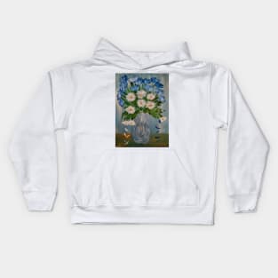 lovely vibrant bouquet of flowers in a silver vase .. Kids Hoodie